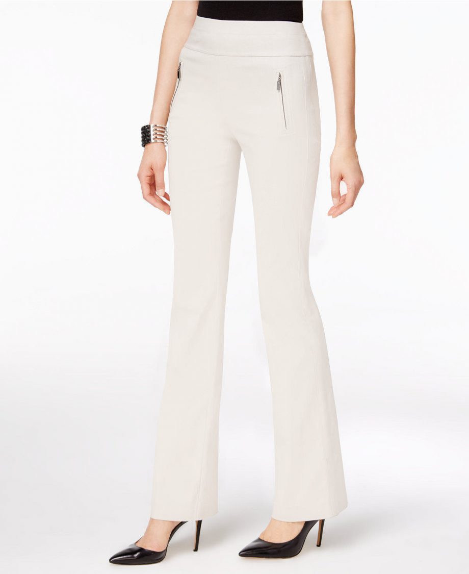 INC INTERNATIONAL CONCEPTS Size 4 Zip Pocket Wide Leg Curvy Fit Pants TOAD BEIGE