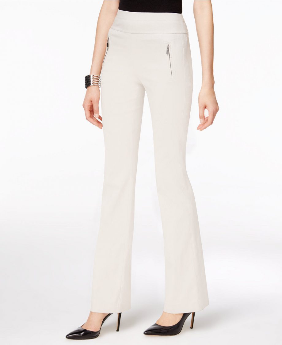 INC INTERNATIONAL CONCEPTS Size 8 Zip Pocket Wide Leg Regular Fit Pants BEIGE