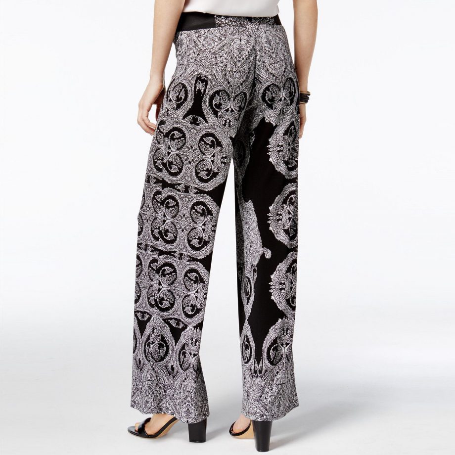 INC INTERNATIONAL CONCEPTS Size M Printed Soft Pants BLACK