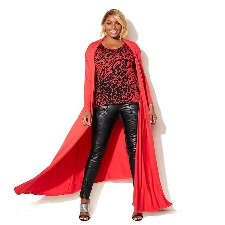 NENE Size PS Lightweight Glam Maxi Cardigan RED