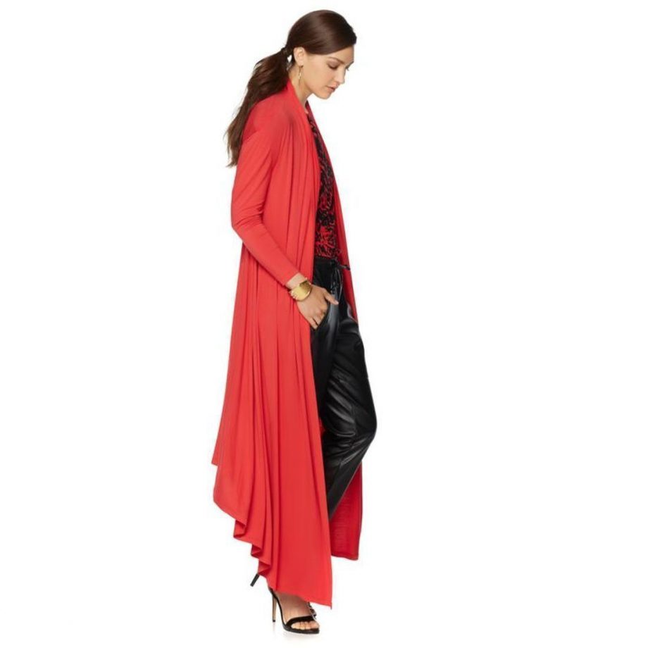 NENE Size PS Lightweight Glam Maxi Cardigan RED