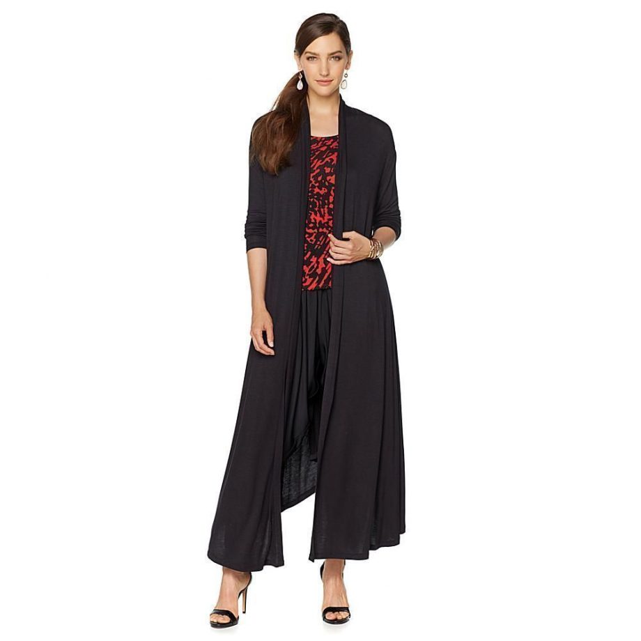 NENE Size PS Lightweight Glam Maxi Cardigan RED