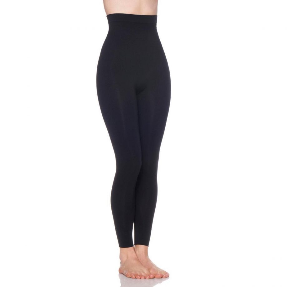 RHONDA SHEAR Size M Smooth Tootsie Seamless Shaping Leggings BLACK