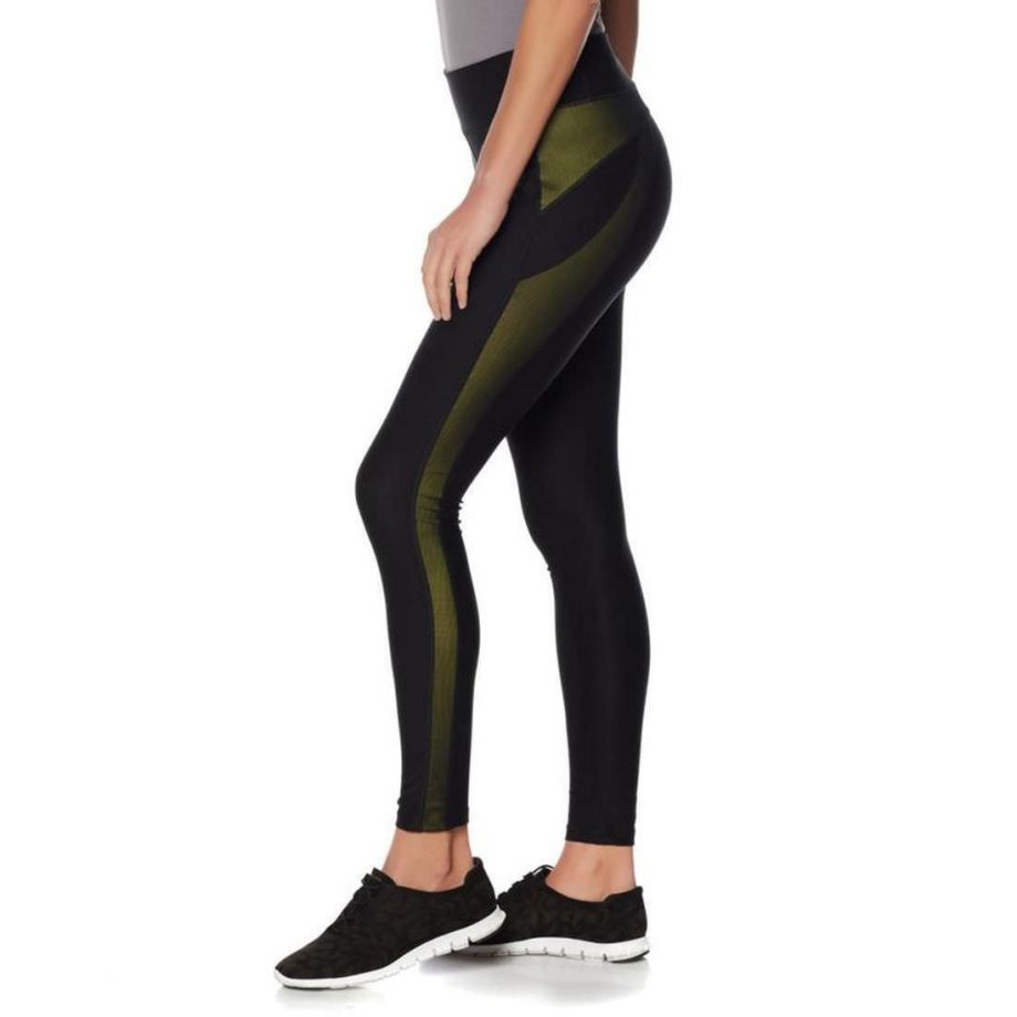 WARRIOR BY DANICA PATRICK Size S Power Mesh Overlay Leggings BLACK / LEMON