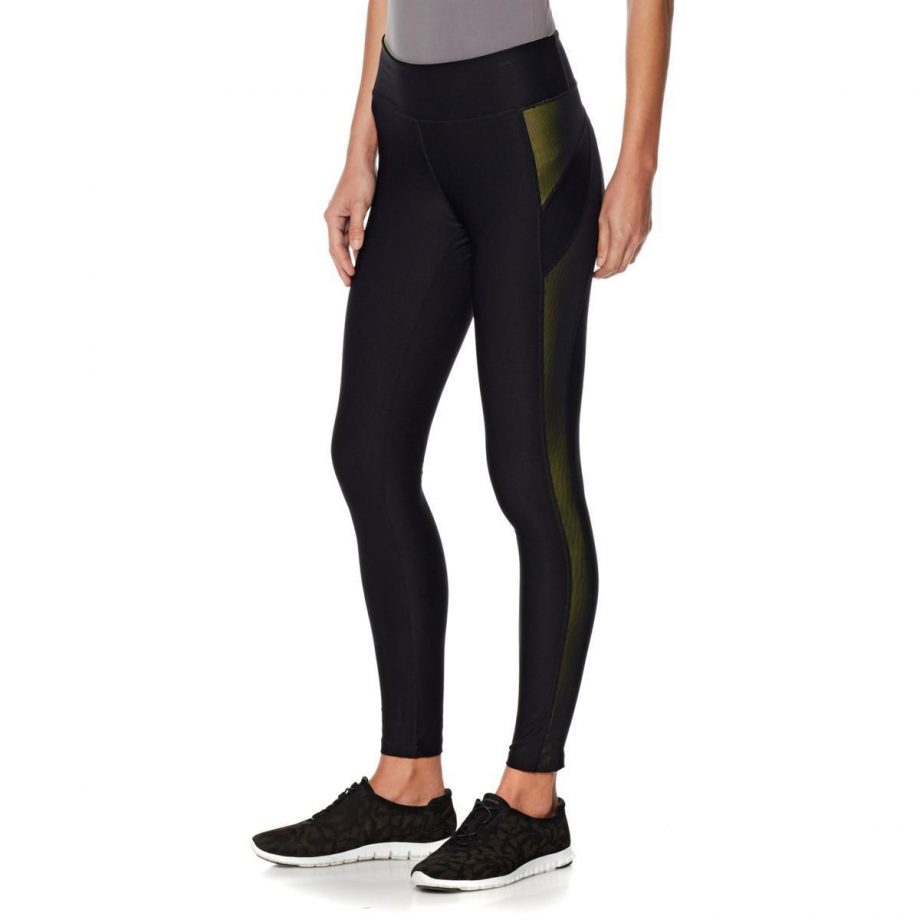 WARRIOR BY DANICA PATRICK Size S Power Mesh Overlay Leggings BLACK / LEMON