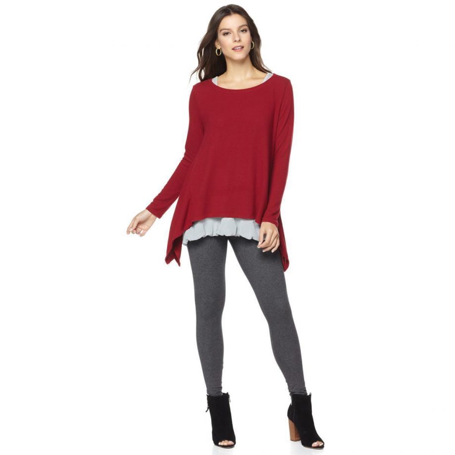 DAISY FUENTES Size XL Cozy Pullover Shark Bite Sweater CABERNET RED