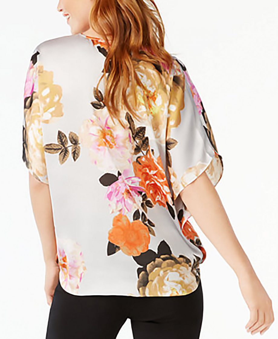 INC INTERNATIONAL CONCEPTS Size M Floral Print Butterfly Sleeve Top
