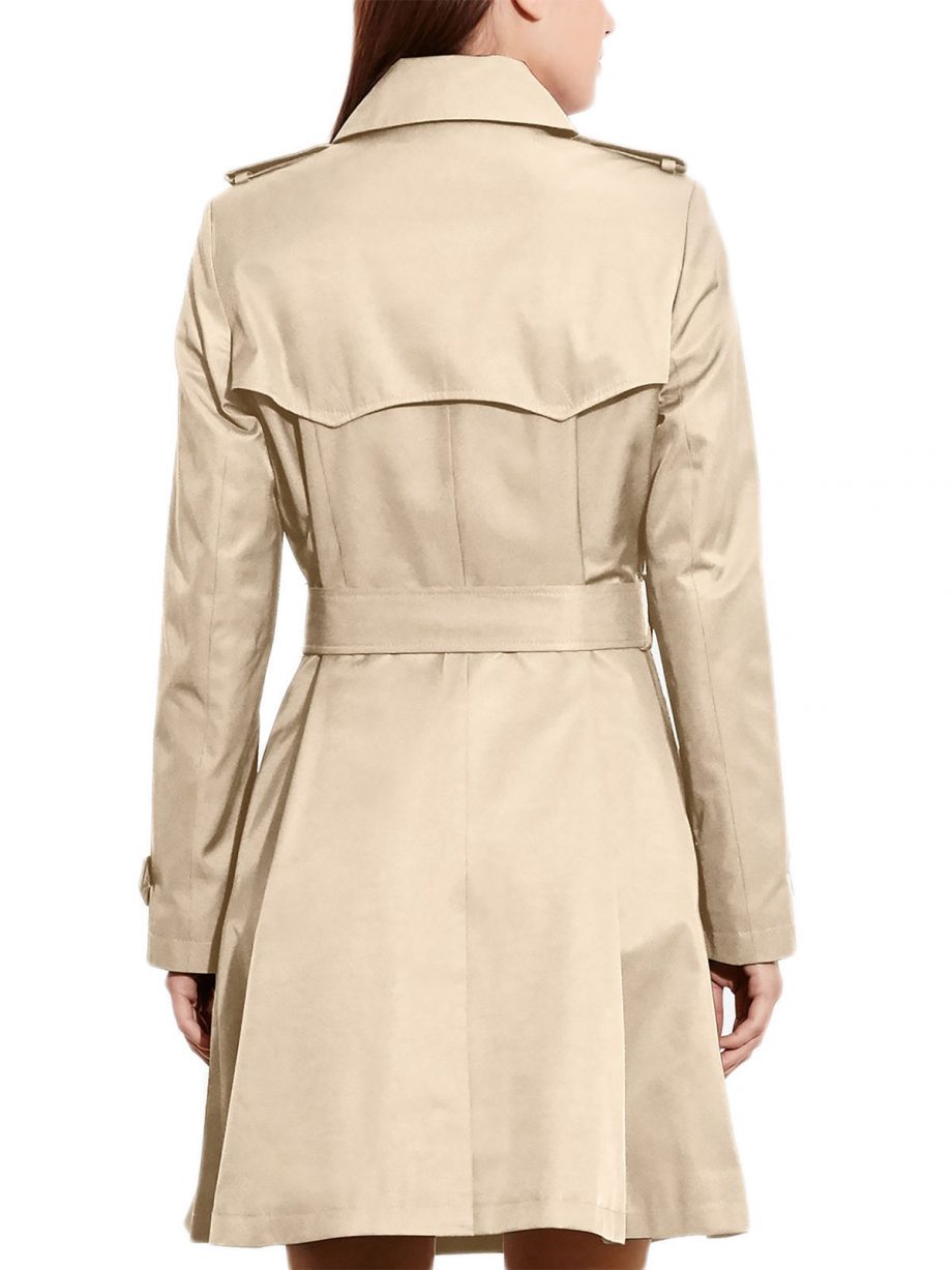 LAUREN RALPH LAUREN Size XL Double Breasted Trench Coat Outerwear TAN