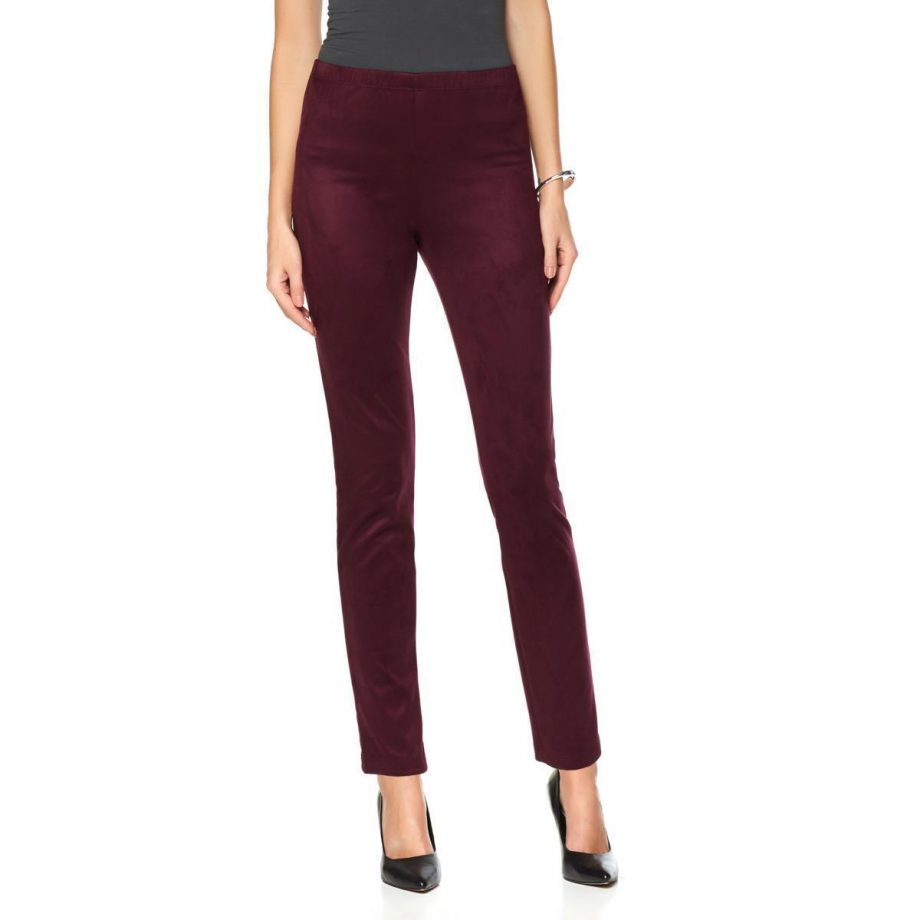 SLINKY BRAND Size M Faux Suede Pants BURGUNDY RED