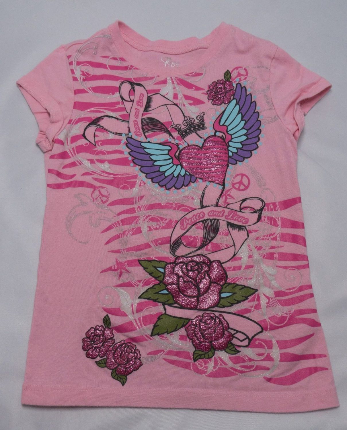the-childrens-place-girls-t-shirt-top-tee-size-xs-4-pink-print-piece