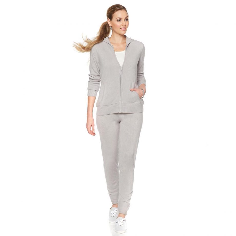WENDY WILLIAMS Size S Luxe Lounge Hoodie and Pant Set GRAY