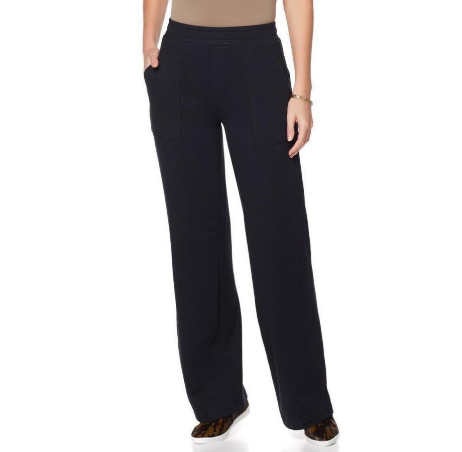 WENDY WILLIAMS Size L Womens Fashionable Stylish Wide Leg Pants BLACK