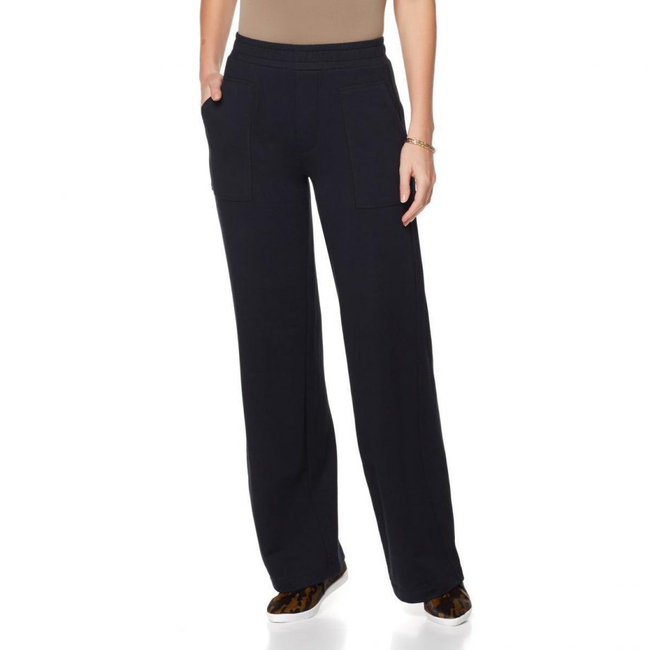 WENDY WILLIAMS Size L Womens Fashionable Stylish Wide Leg Pants BLACK