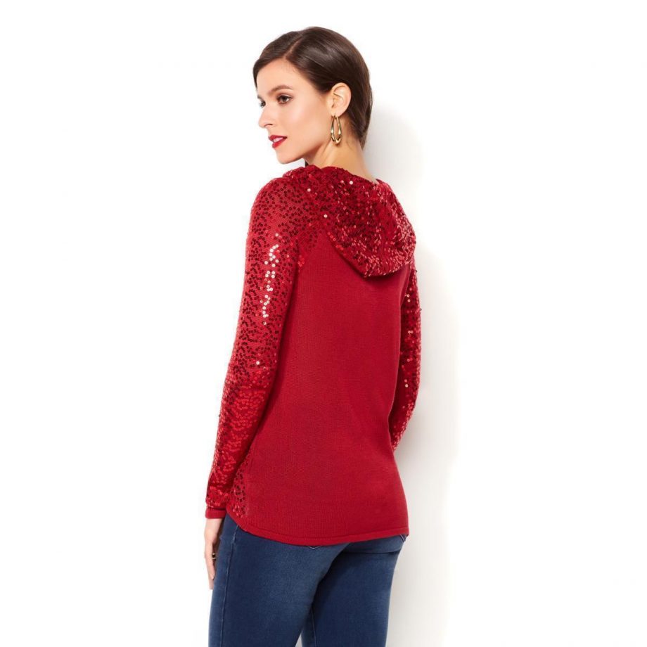 IMAN Size M Cowl Neck Sequin Long Sleeve Sweater BLACK