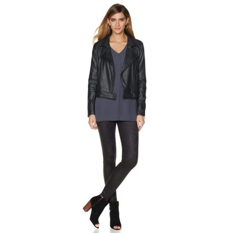LYSSA Size S Belfast Washable Moto Jacket BLACK