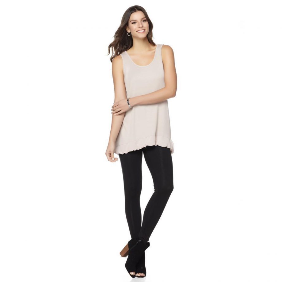 DAISY FUENTES Size L Soft Tank with Chiffon Trim BLUSH
