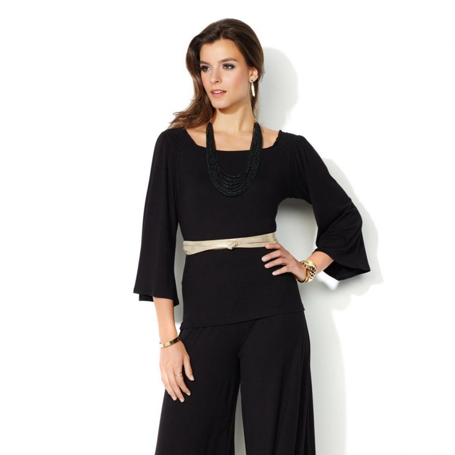 IMAN Size L Luxury Resort Top and Necklace NAVY