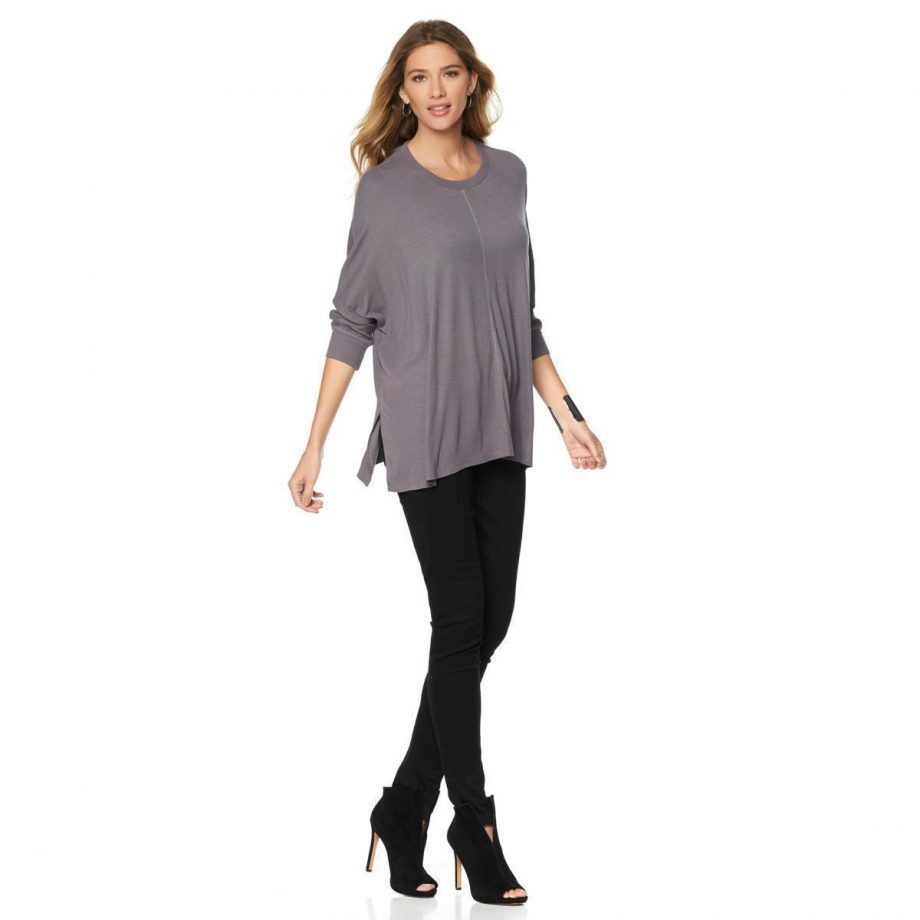 OFF AIR BY GIULIANA Size L Draped Top CHARCOAL
