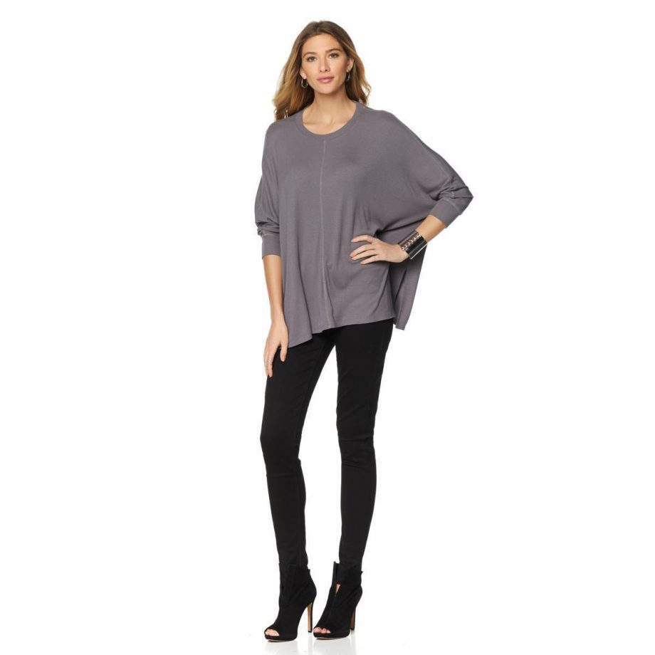 OFF AIR BY GIULIANA Size L Draped Top CHARCOAL