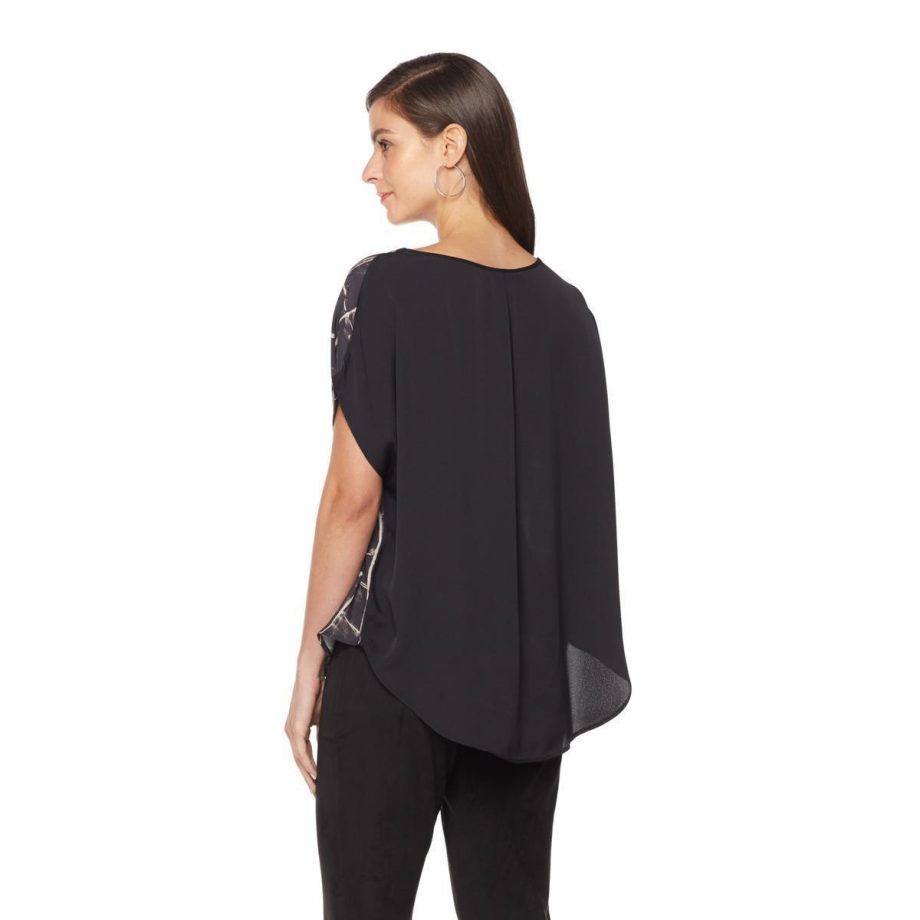 VIDA Size L Artist Series Flowy Top Black / White Print (designed by Ariel Gold)