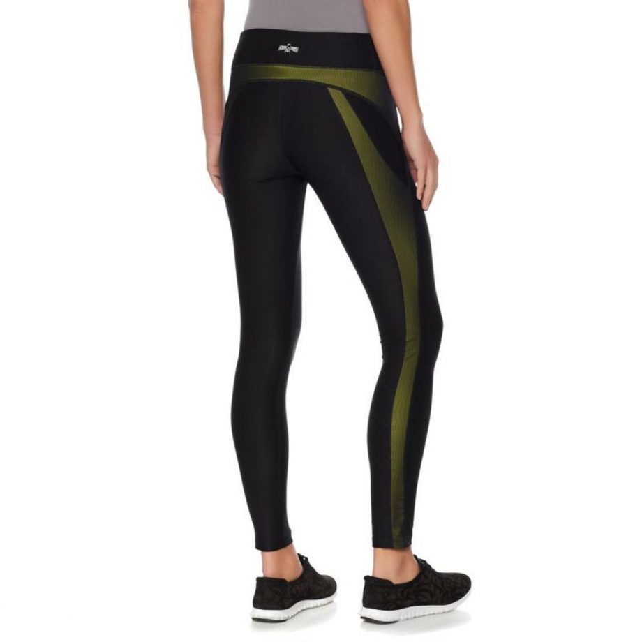 WARRIOR BY DANICA PATRICK Size 3X Power Mesh Overlay Leggings BLACK / LEMON
