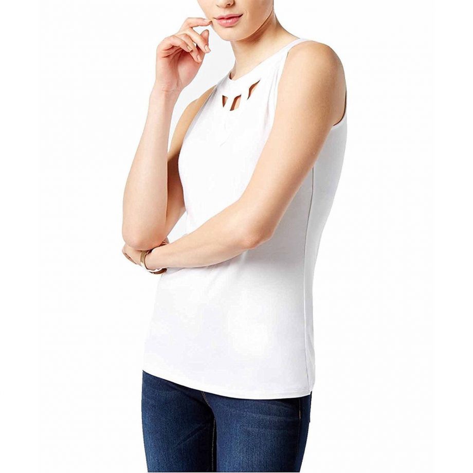 INC INTERNATIONAL CONCEPTS Size M Cutout Tank Top WHITE