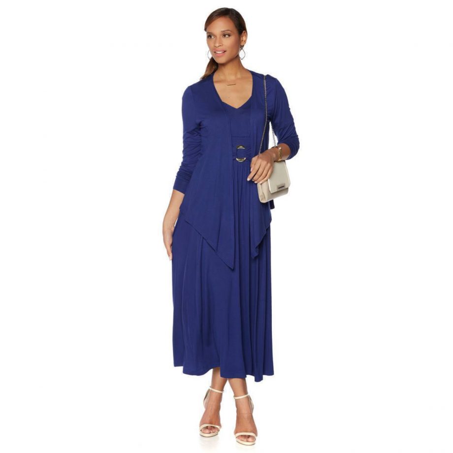 LIZ LANGE Size XL Ultimate Drape Open Front Cardigan NAVY