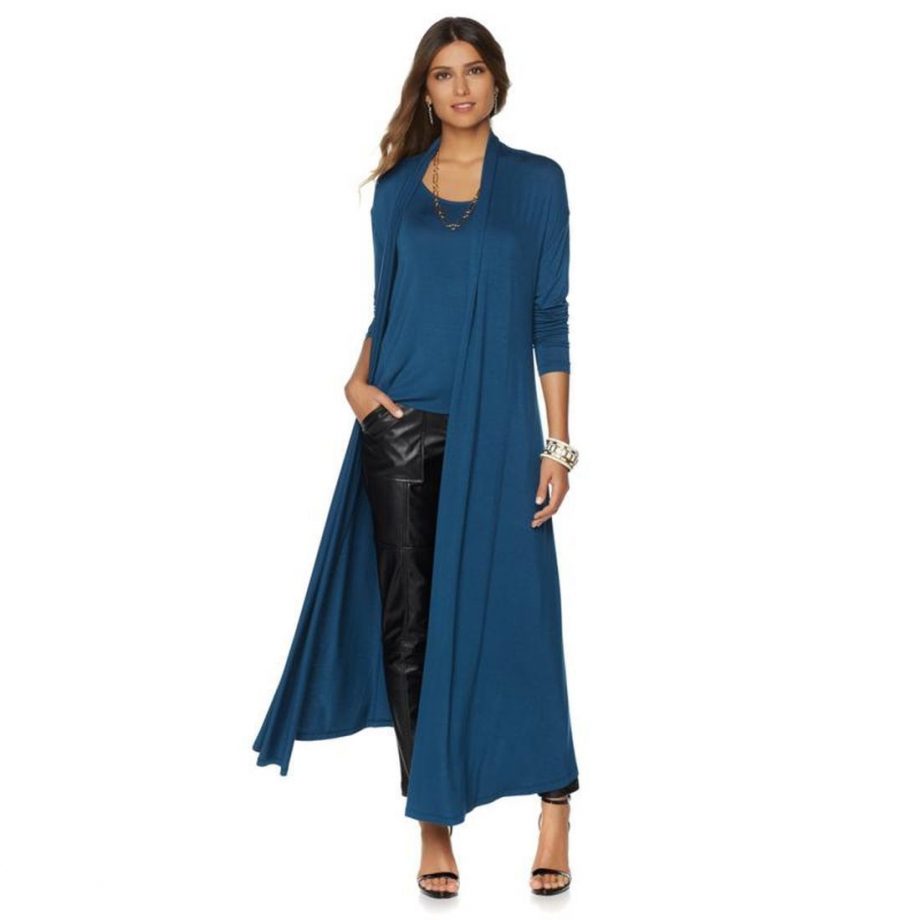 NENE Size XS Lightweight Glam Long Sleeve Maxi Cardigan BLACK