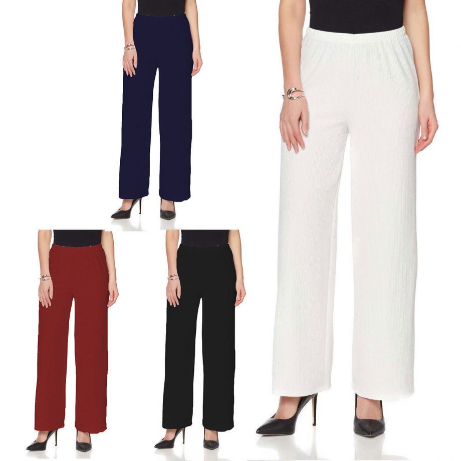 SLINKY BRAND Size S Vertical Textured Knit Palazzo Pants ROYAL BLUE