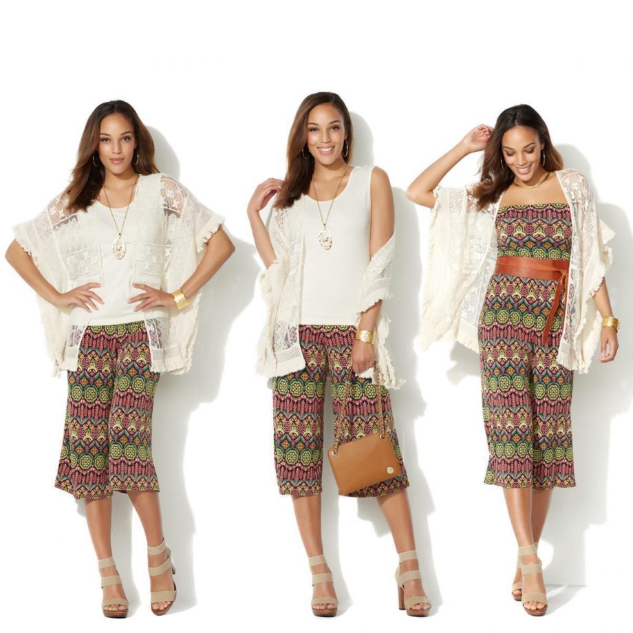 CURATIONS CARAVAN Size S Crochet Lace Open Front Kimono Tank Set WHITE
