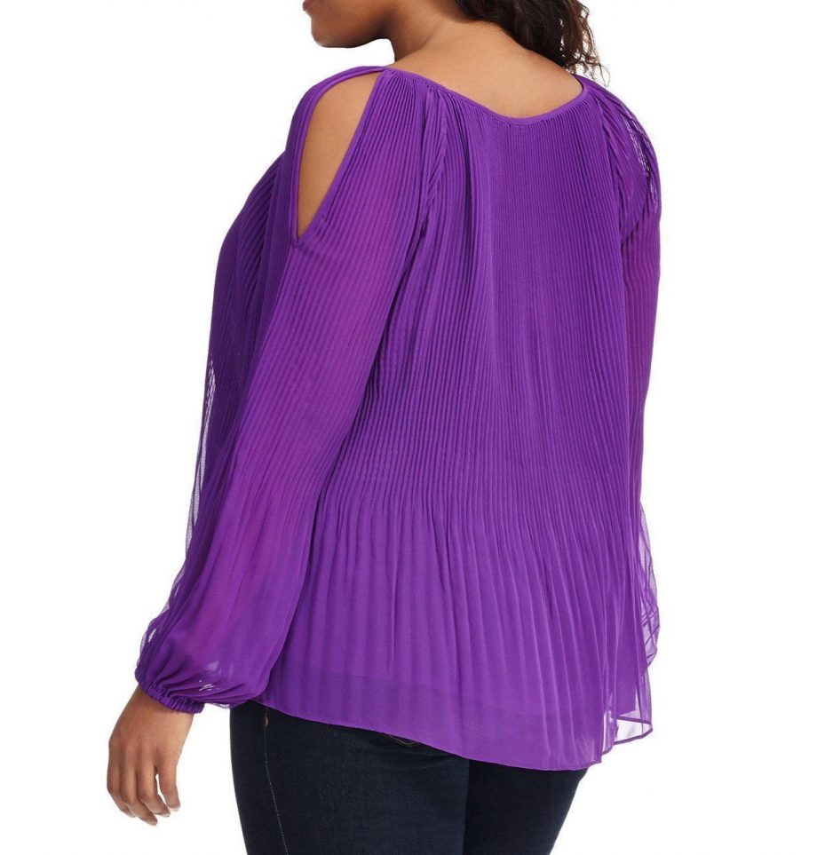 INC INTERNATIONAL CONCEPTS Size XL Pleated Cold Shoulder Top PURPLE