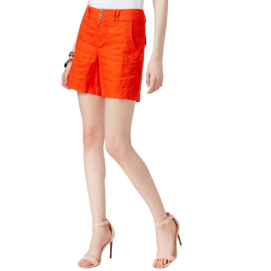 INC INTERNATIONAL CONCEPTS Size 10 Linen Shorts COSMIC ORANGE