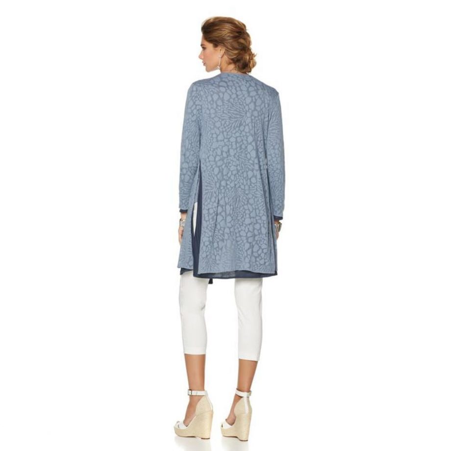 MARLAWYNNE Size M Reversible Cardigan Duster OYSTER / BLACK