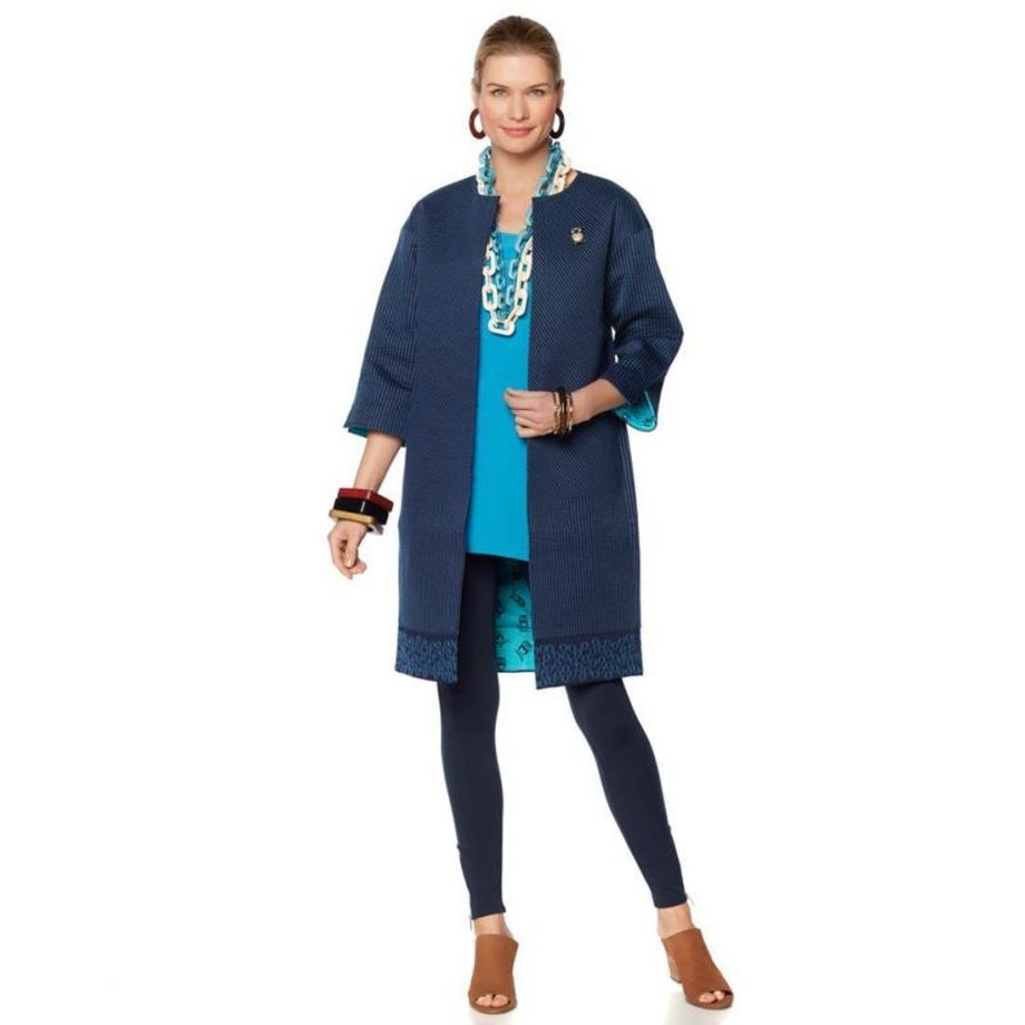 RARA AVIS Size XS Iris Apfel Lightwt Quilted Owl Jacket DEEP NAVY TURQ