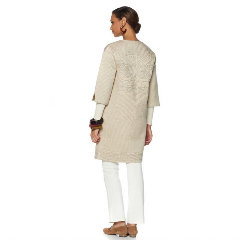 RARA AVIS Size XS Iris Apfel Lightwt Quilted Owl Jacket DEEP NAVY TURQ