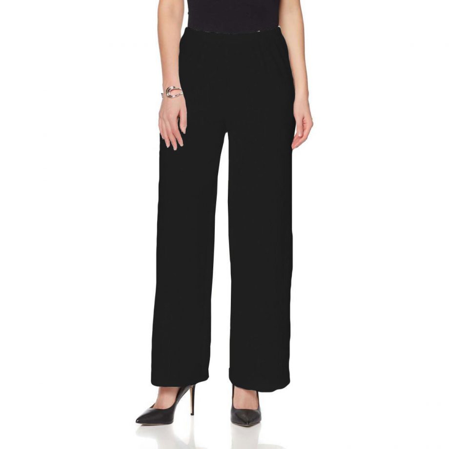 SLINKY BRAND Size S Vertical Textured Knit Palazzo Pants BLACK