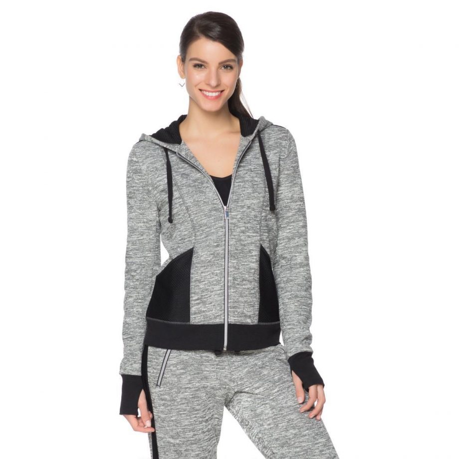 WARRIOR BY DANICA PATRICK Size S French Terry and Mesh Hoodie GRAY