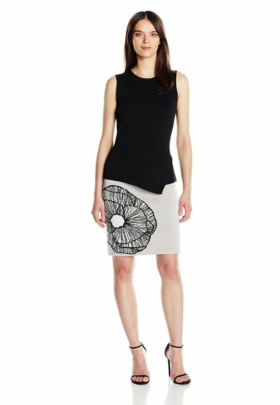 ANNE KLEIN Size XL Slim Sweater Skirt GRAY COMBO