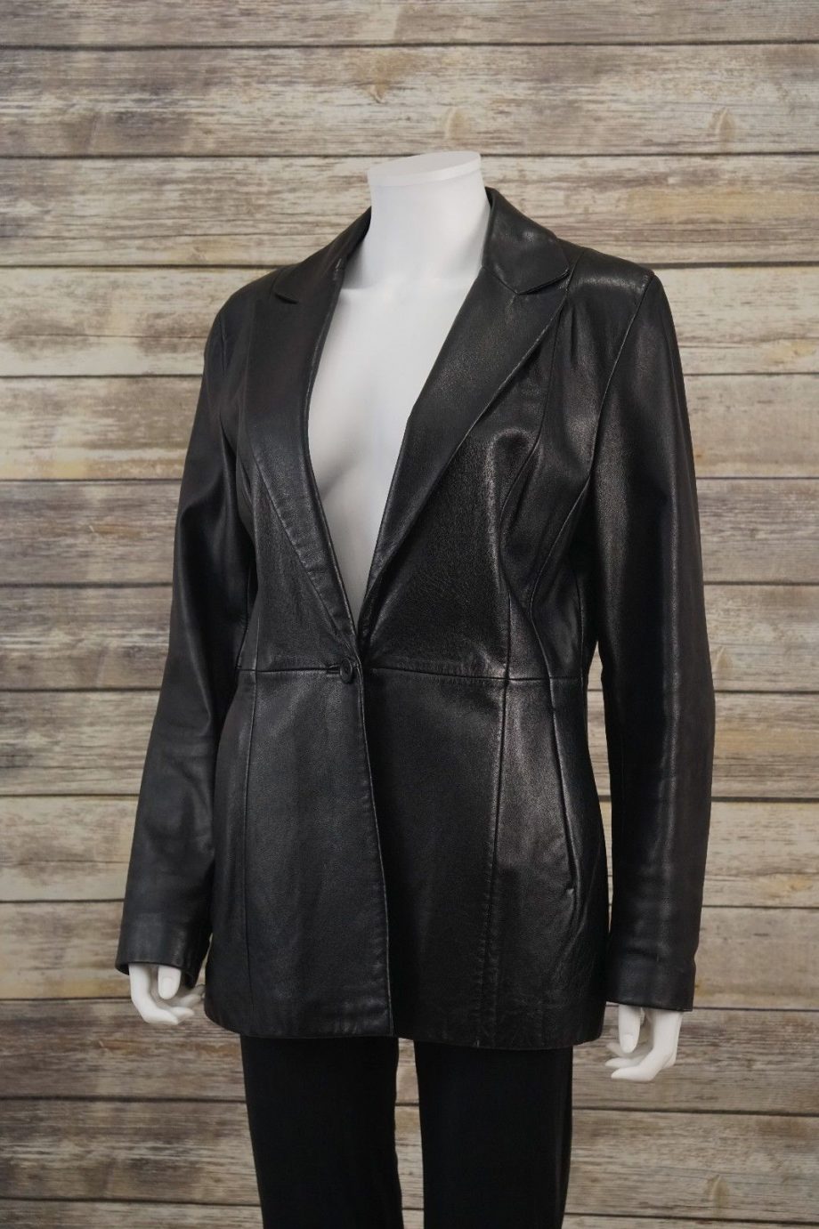CACHE Size 10 Womens Black Leather Blazer Jacket