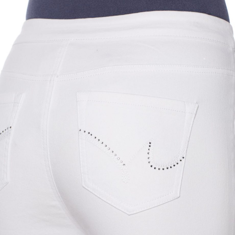 DIANE GILMAN Size PM Virtual Stretch Dolphin-Hem Cropped Jegging WHITE