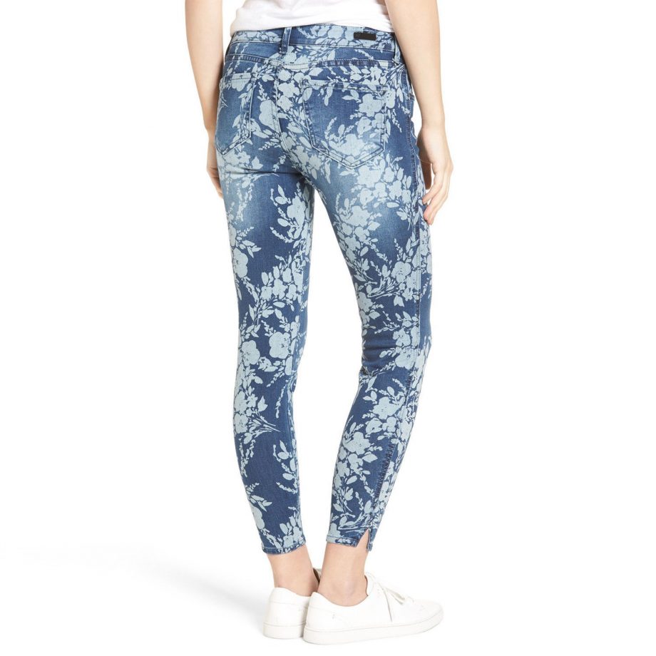 KUT FROM THE KLOTH Size 10 Eva Ankle Floral Print Skinny Jeans INDIGO