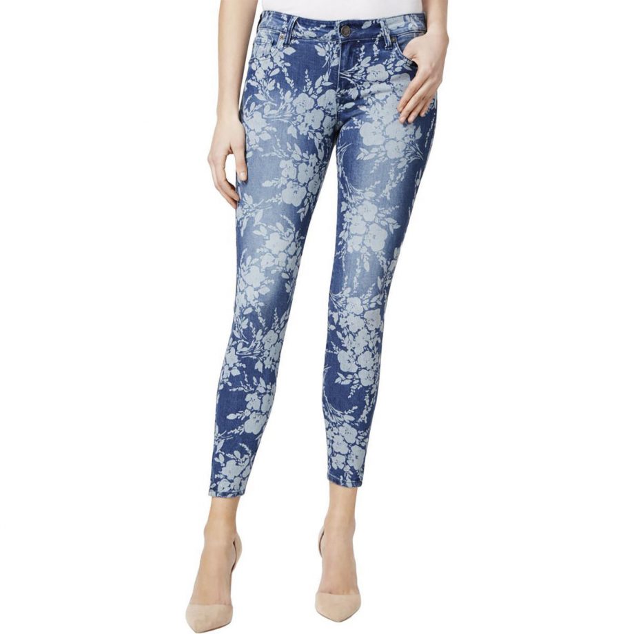 KUT FROM THE KLOTH Size 10 Eva Ankle Floral Print Skinny Jeans INDIGO