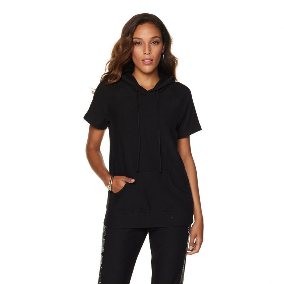 LISA KLINE Size 1X Vintage Pullover Hoodie BLACK