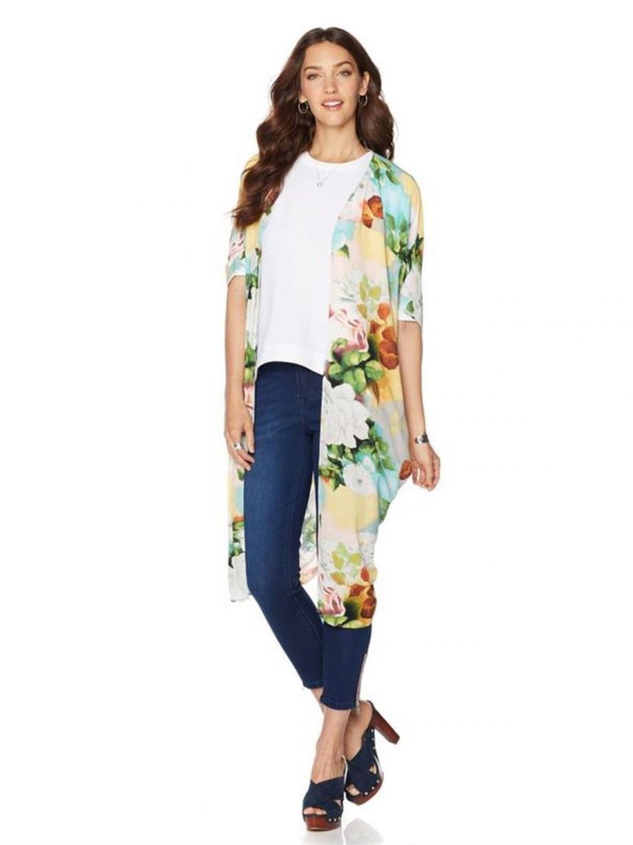 MELISSA MCCARTHY SEVEN7 Size 1X Woven Kimono Topper PINK