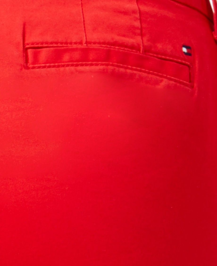TOMMY HILFIGER Size 6 Cuffed Chino Straight-Leg Pants RED