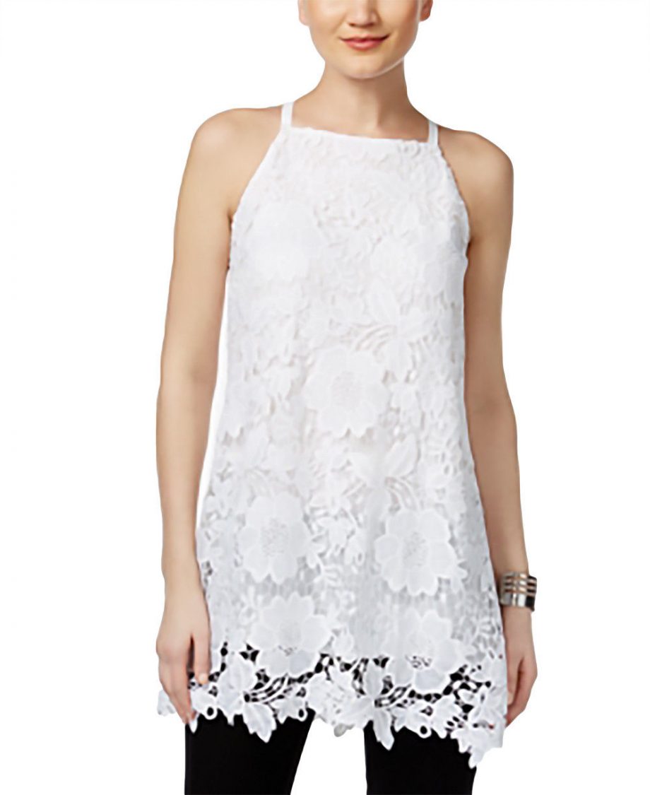 ALFANI Size 12 Lace Top Sleeveless BLACK