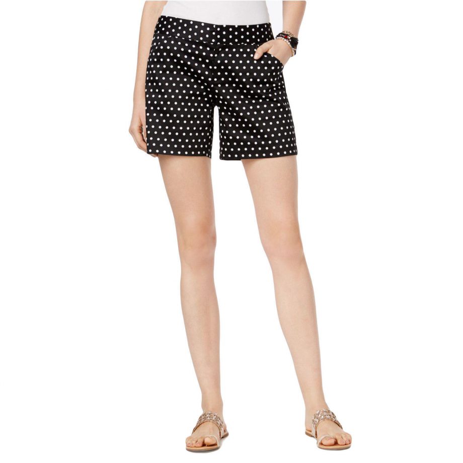 INC INTERNATIONAL CONCEPTS Size 16 White Dot Printed Shorts BLACK