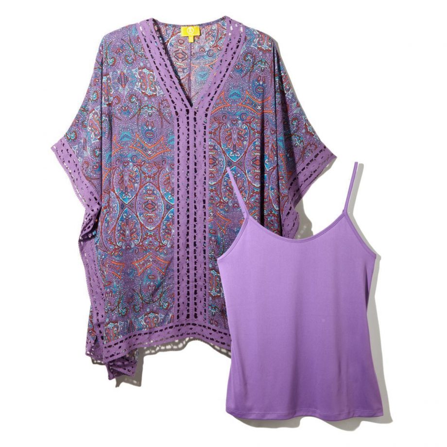 LIZ LANGE Size XL Sun Sational Caftan and Tank Set MIDNIGHT BLUE