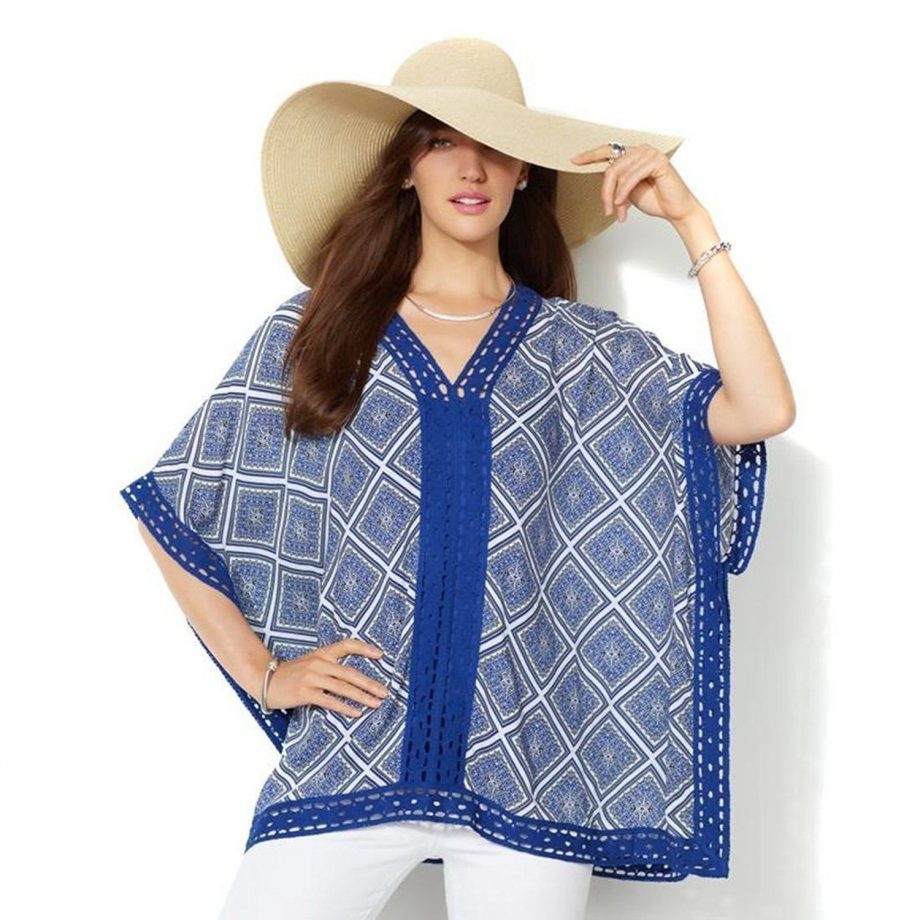 LIZ LANGE Size XL Sun Sational Caftan and Tank Set MIDNIGHT BLUE